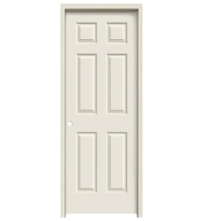 Colonist 32in. x 80in. Single Prehung Interior Door Unit - Primed 6-Panel Hollow Core Left Hand