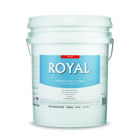 Royal Flat High Hiding White Acrylic Latex Paint and Primer Indoor 5 gal.