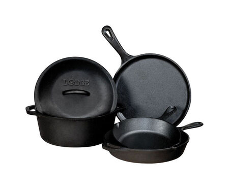 Lodge Cast Iron Fajita Set 7x10 in. Black