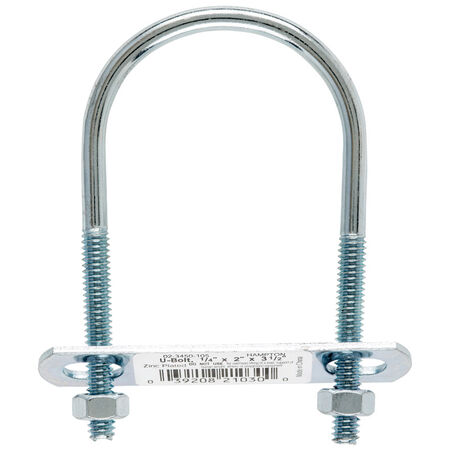 Hampton 1/4 in. X 2 in. W X 3-1/2 in. L Coarse Zinc-Plated Steel U-Bolt