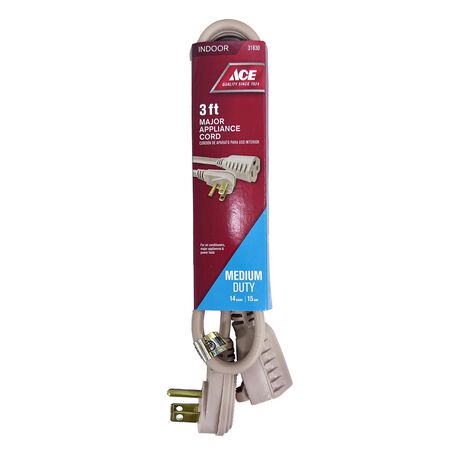 Ace 14/3 SPT-3 125 V 3 ft. L Appliance Cord