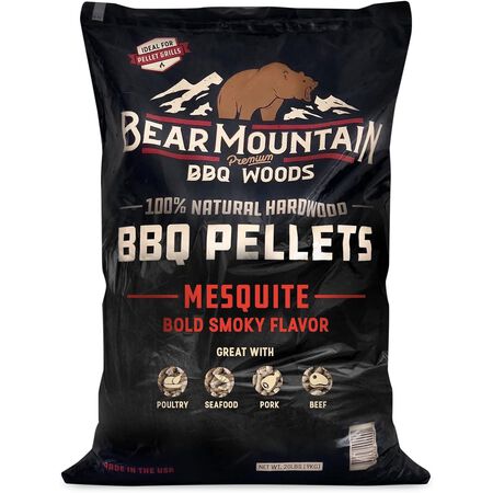 Bear Mountain BBQ FK17 Premium 20 Pounds All Natural Hardwood Mesquite BBQ Hardwood Smoker Pellets for Outdoor Electric Grilling and Smokers