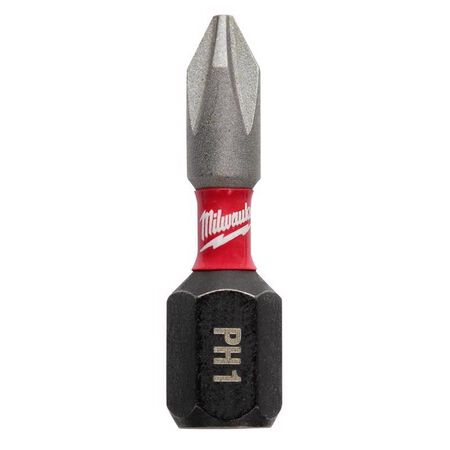 Milwaukee Shockwave Phillips #1 X 1 in. L Impact Insert Bit Steel 2 pk