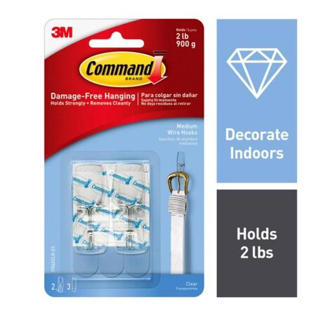 3M Command Medium Plastic Wire Hooks 2.17 in. L 2 pk