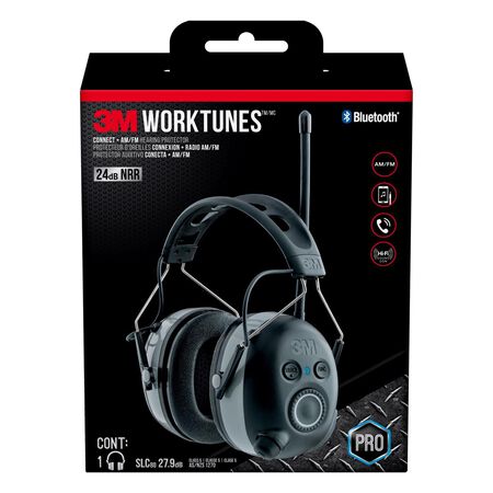 3M Worktunes 24 Db Soft Foam Bluetooth Earplugs/Earphones with Mic Black 1 Pair