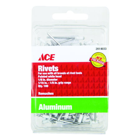 Ace 1/8in. D x 1/8in. Aluminum Blind Rivets White 100 Pack