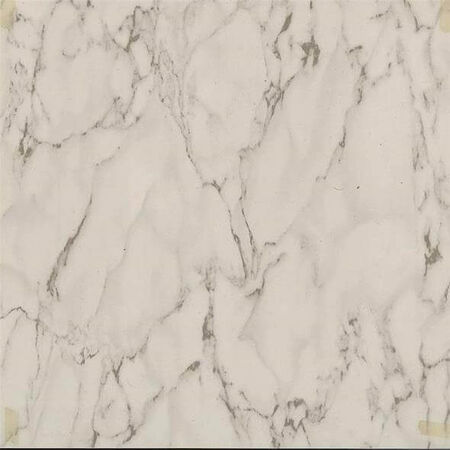 Self-Adhesive Floor Tile, 12 in L Tile, 12 in W Tile, 1.22 mm Thick Total, Marble White