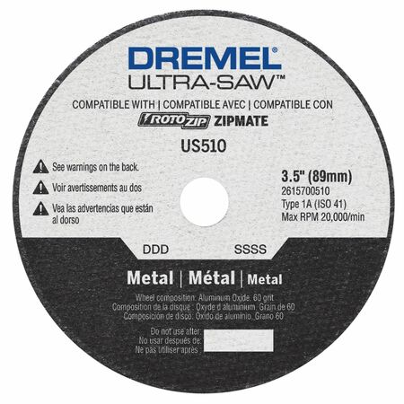 Dremel Ultra-Saw 3-1/2 in. D X 1/2 in. X 0.049 in. thick Aluminum Oxide Metal Cutting Wheel 1 pc