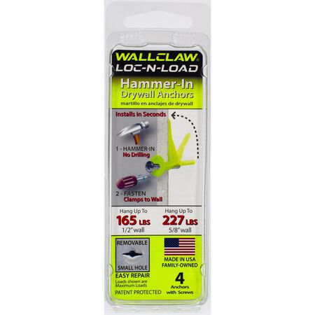 WallClaw Anchors LOC-N-LOAD.25 in. D X 2 in. L Plastic/Steel Pan Head Wallboard Anchors 4 pk