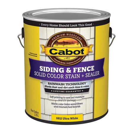 Cabot Siding & Fence Solid Tintable Ultra White Base Water-Based Acrylic Stain and Sealer 1 gal