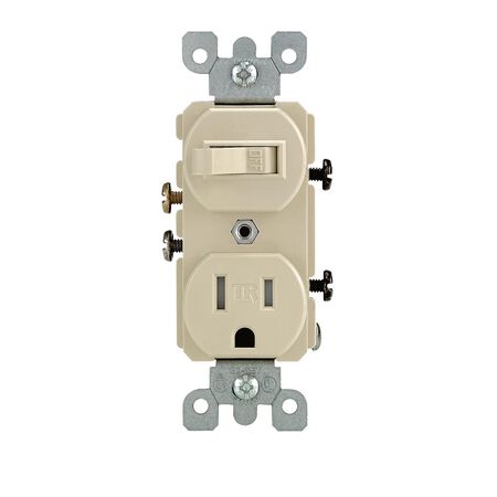 Leviton 15 amps 125 V Ivory Combination Switch/Outlet 5-15R 1 pk