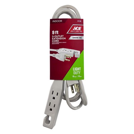 Ace Indoor 9 ft. L Beige Triple Outlet Cord 16/3 SJT
