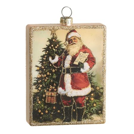 Raz 4.5 in. Checking It Twice Square Ornament