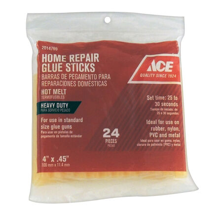 Ace .45in. D x 4in. L Heavy Duty Glue Sticks Clear 24 Pack