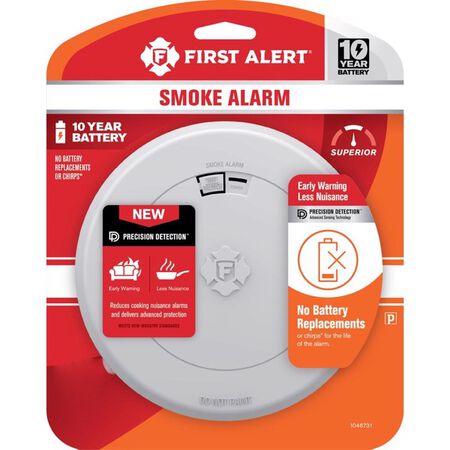 First Alert 10-Year Battery Smoke Alarm with Slim Profile Design