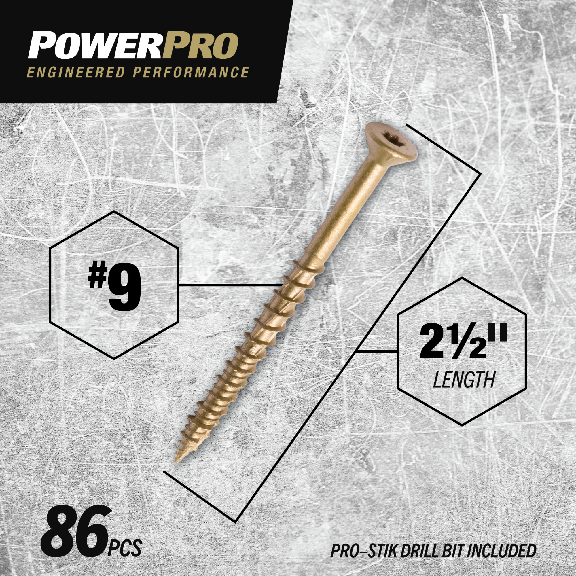 Power Pro ONE Flat Exterior Bronze Multi-Material Screws (#9 x 2-1/2 in.) - 86 pc