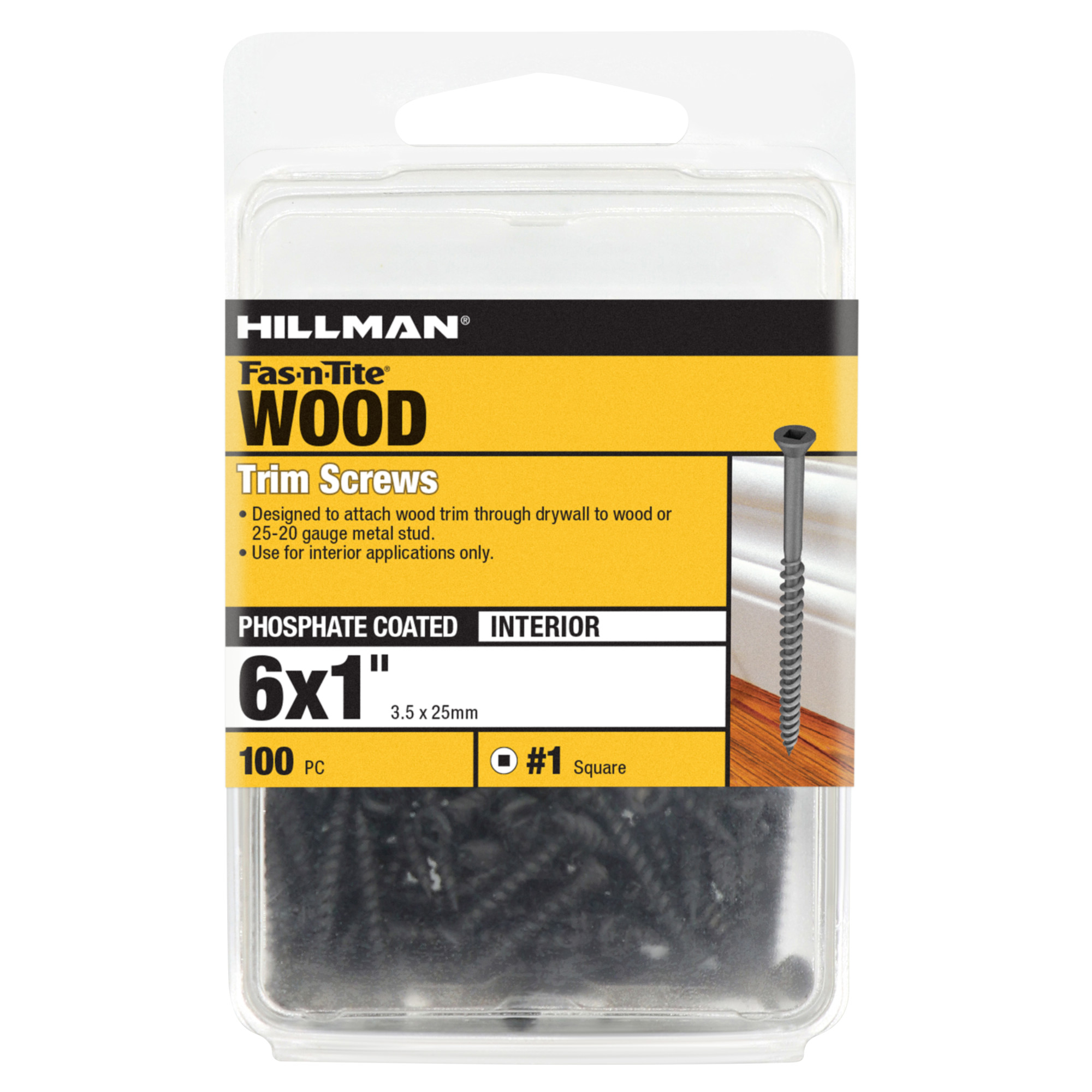 Hillman Square Drive Black Phosphate Trim Screws (#6 x 1 in.) - 100 pc