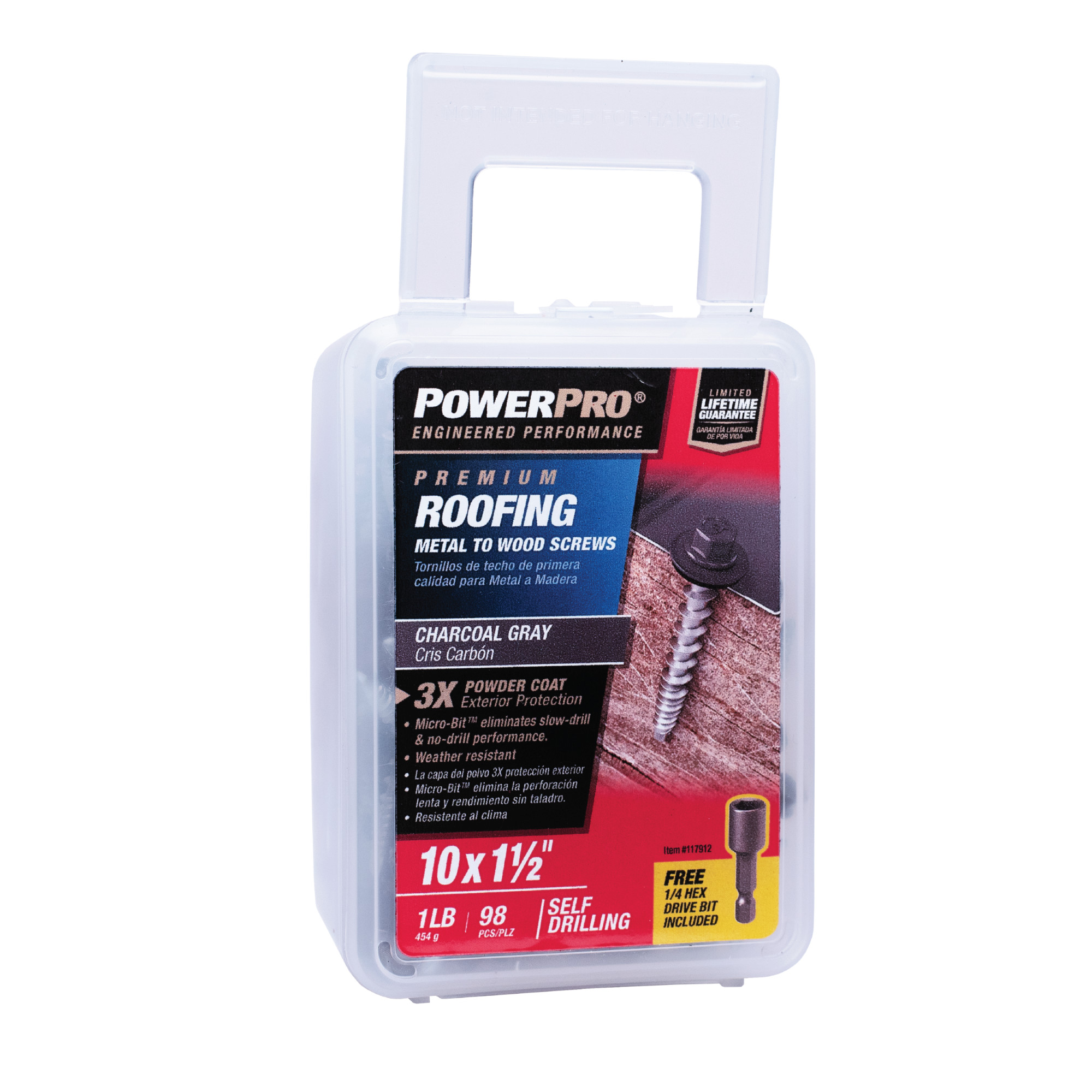 Power Pro Gray Self Drilling Metal-to-Wood Roofing Screws (#10 x 1-1/2 in.)-98 pc