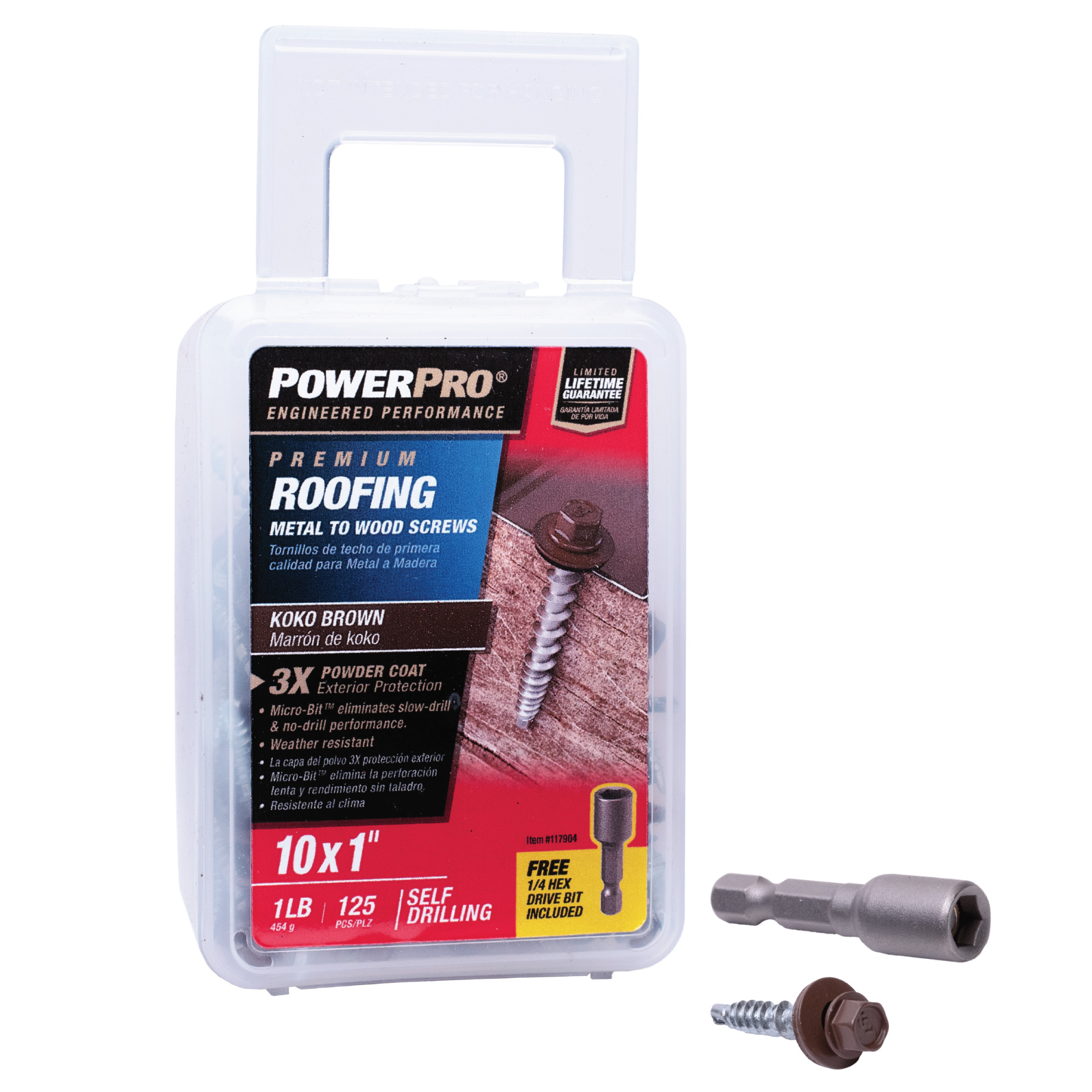 Power Pro Brown Self Drilling Metal-to-Wood Roofing Screws (#10 x 1 in.) - 125 pc