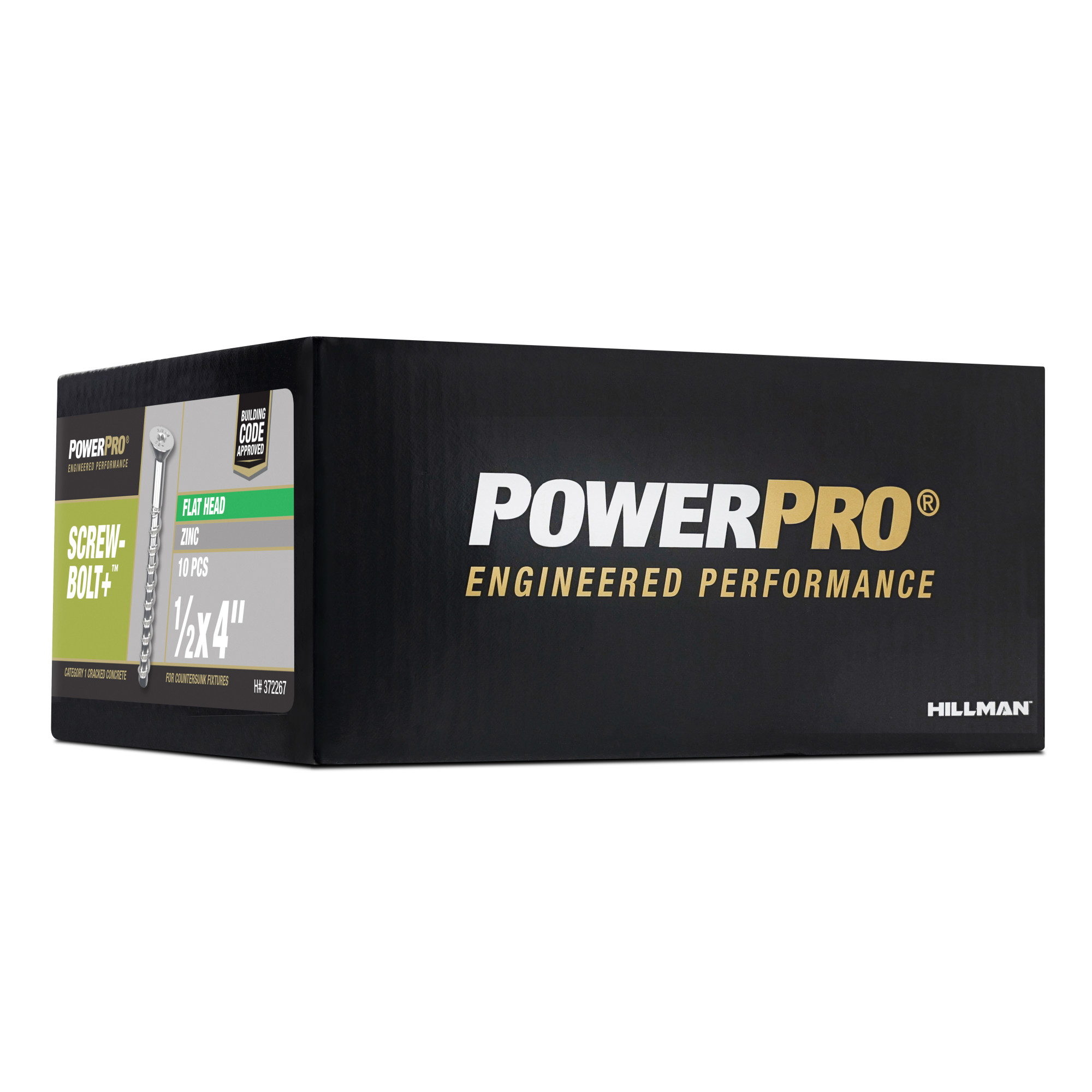 Power Pro Zinc Flat Head Screw-Bolt+ Anchor (1/2 in. x 4 in.) - 10 pc