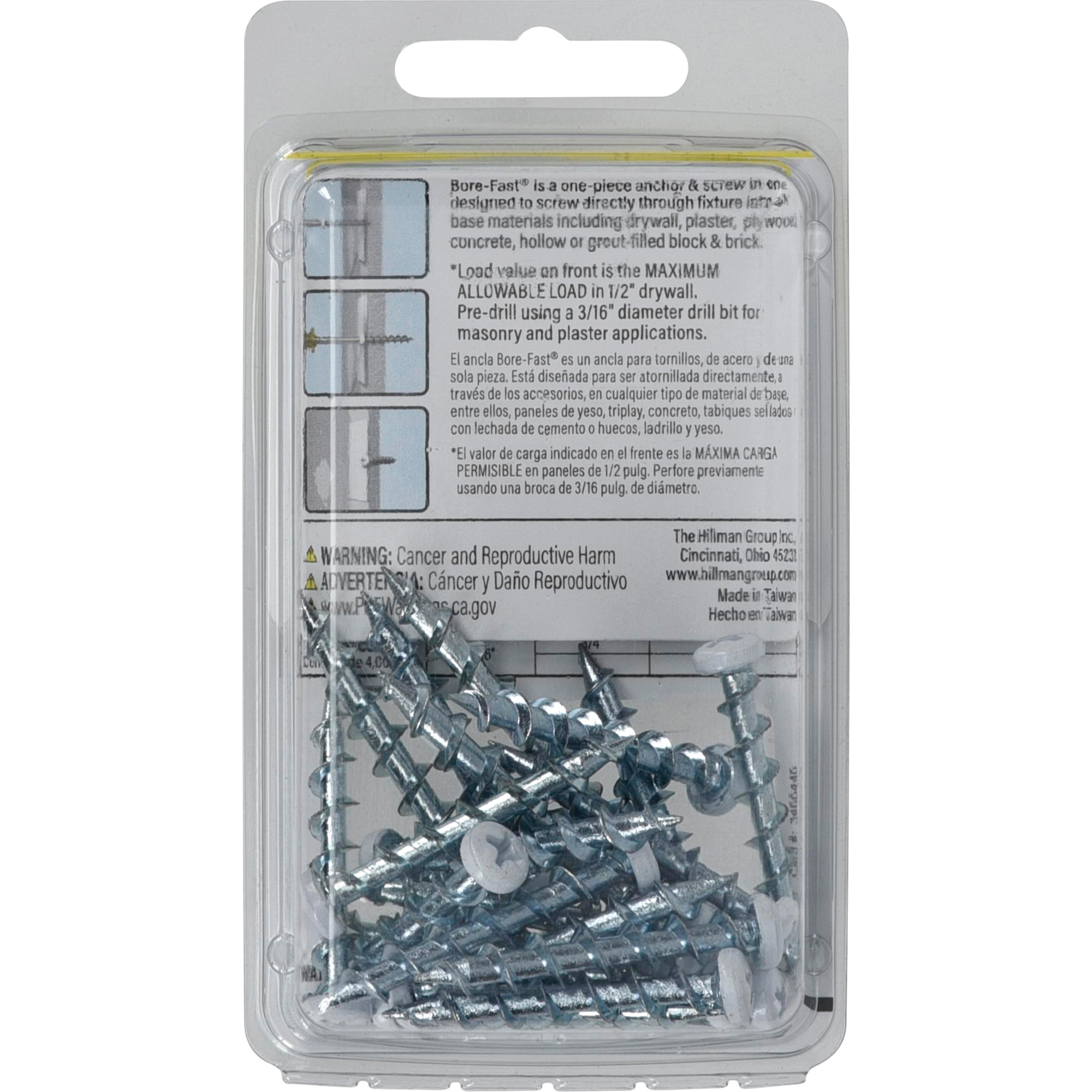 Hillman Borefast White Phillips Pan-Head Screw Anchor (1-1/2 in.) - 25 pc