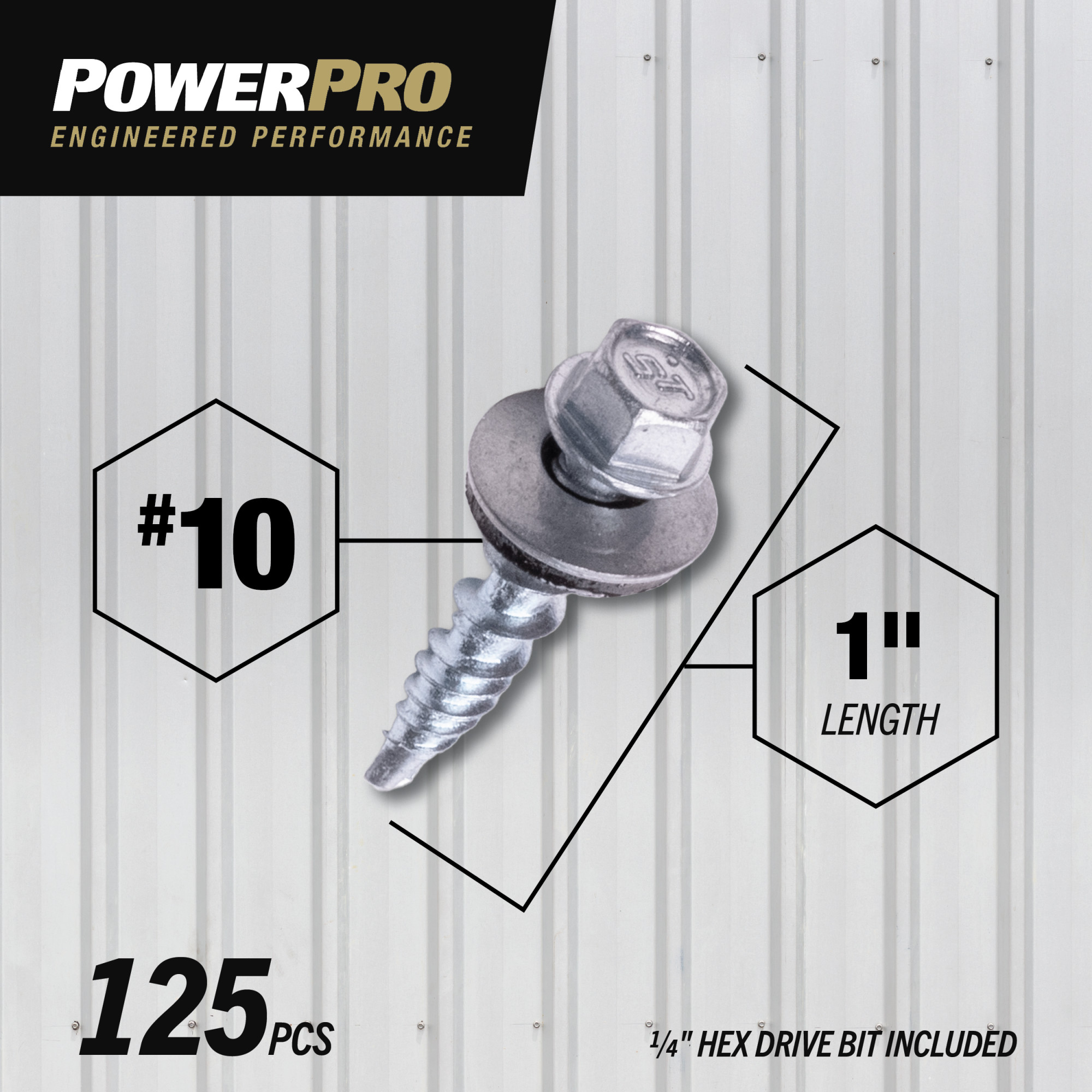 Power Pro Silver Self Drilling Metal-to-Wood Roofing Screws (#10 x 1 in.) - 125 pc