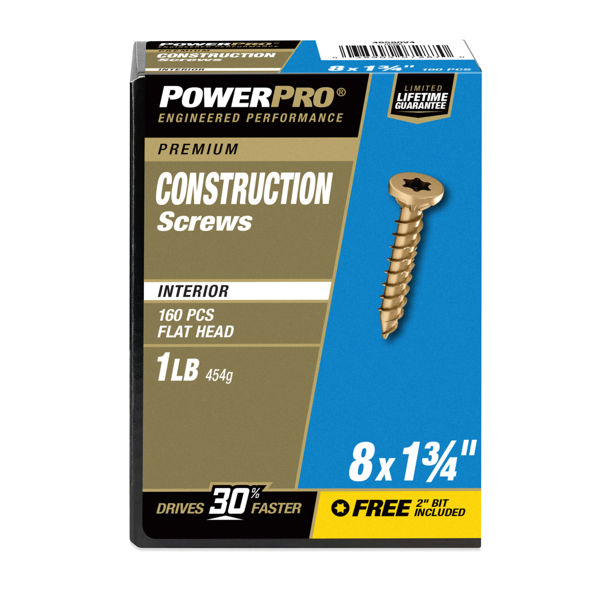 Power Pro Premium Interior Construction Screws (#8 x 1-3/4 in.) - 160 pc