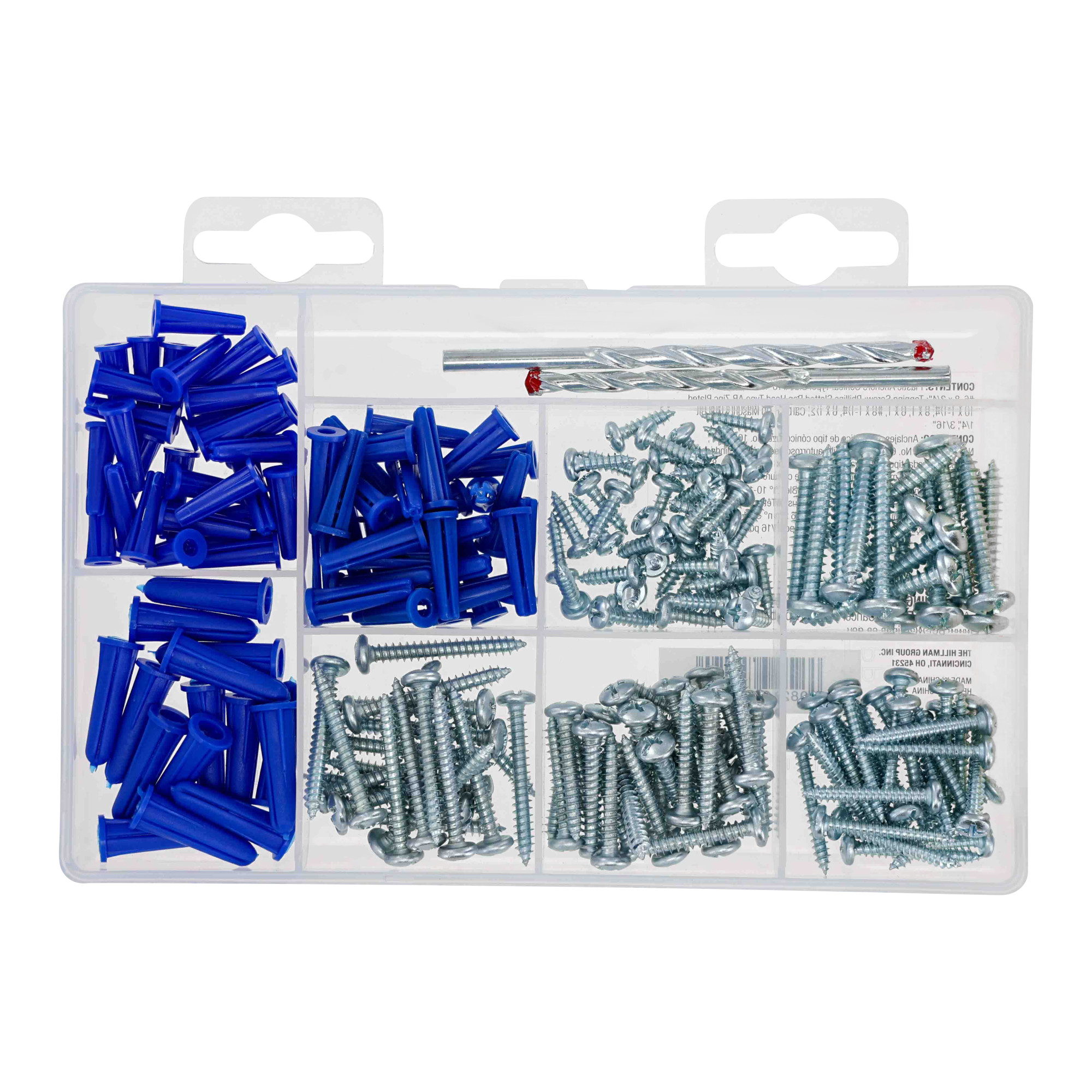 Hillman Plastic Anchor with Screws & Drill Bits Kit (Medium) - 213 pc