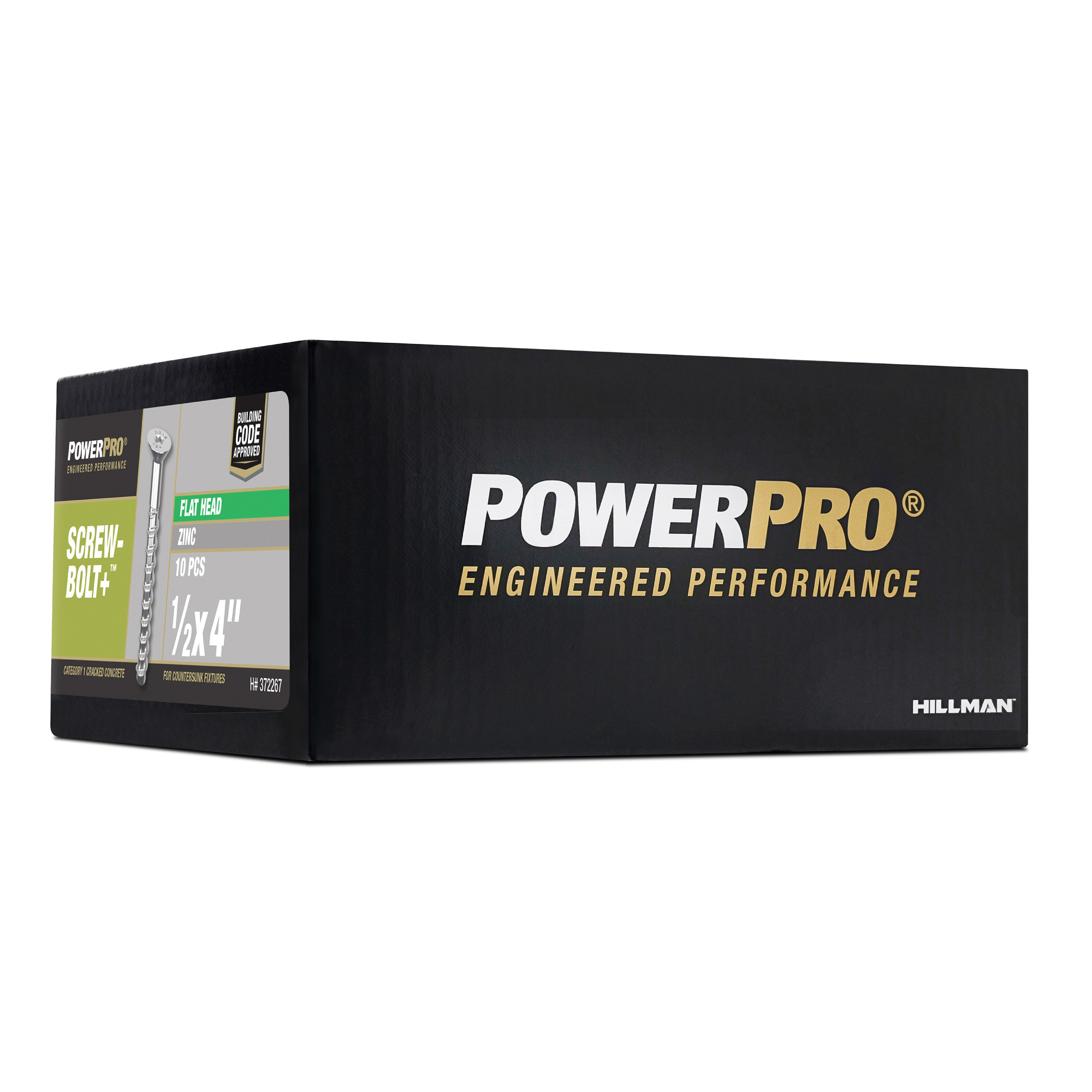 Power Pro Zinc Flat Head Screw-Bolt+ Anchor (1/2 in. x 4 in.) - 10 pc