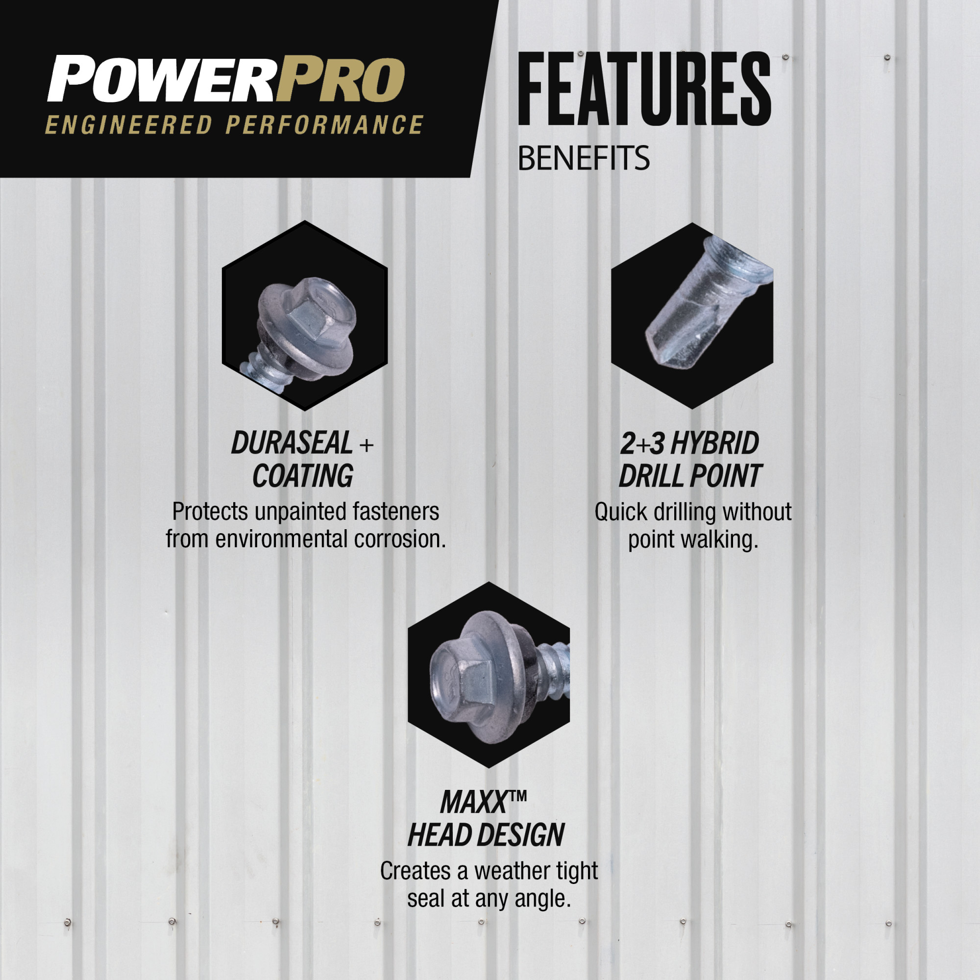 Power Pro Silver Self Drilling Metal-to-Metal Roofing Screw (1/4 in.-14x7/8 in.)-250pc