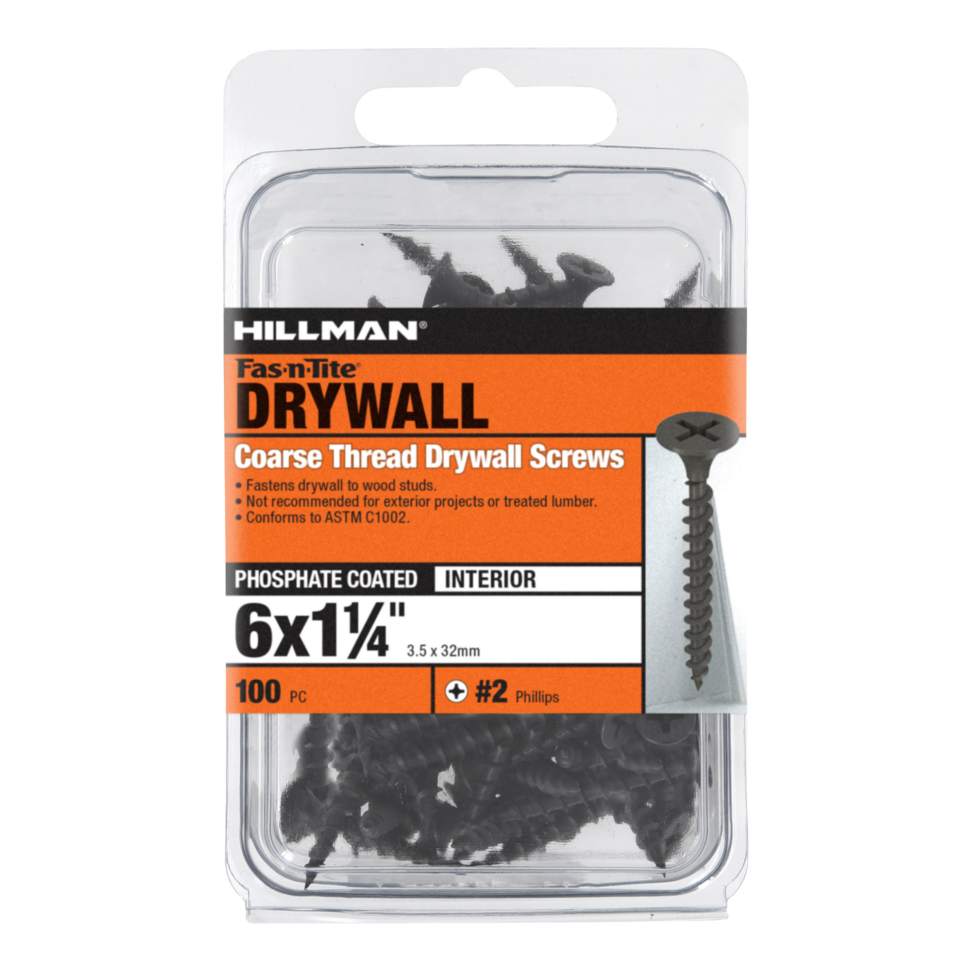 Hillman Coarse Thread Drywall Screws (#6 x 1-1/4 in.) - 100 pc