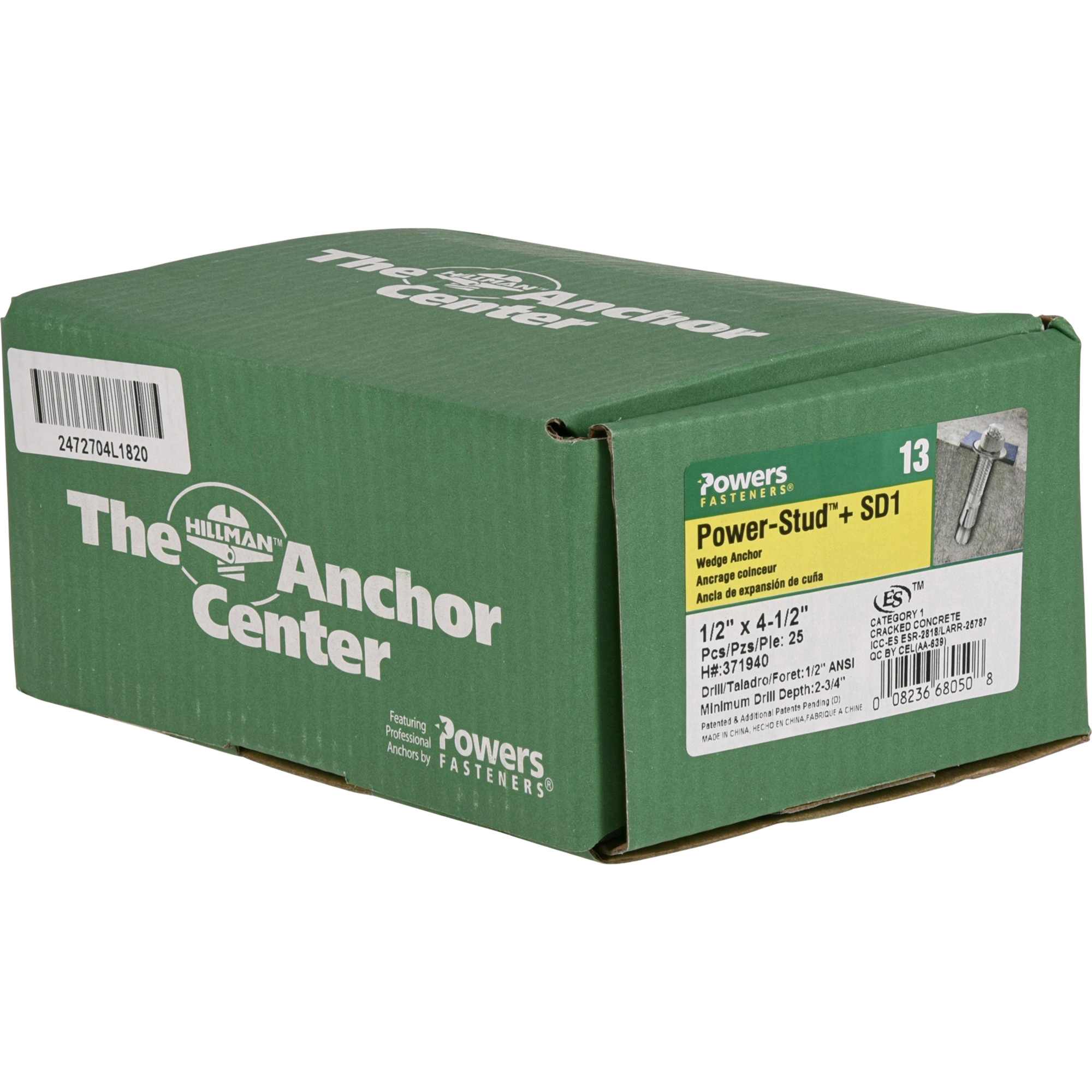 Hillman Zinc Power-Stud+ SD1 Anchor (1/2 in. x 4-1/2 in.) - 25 pc