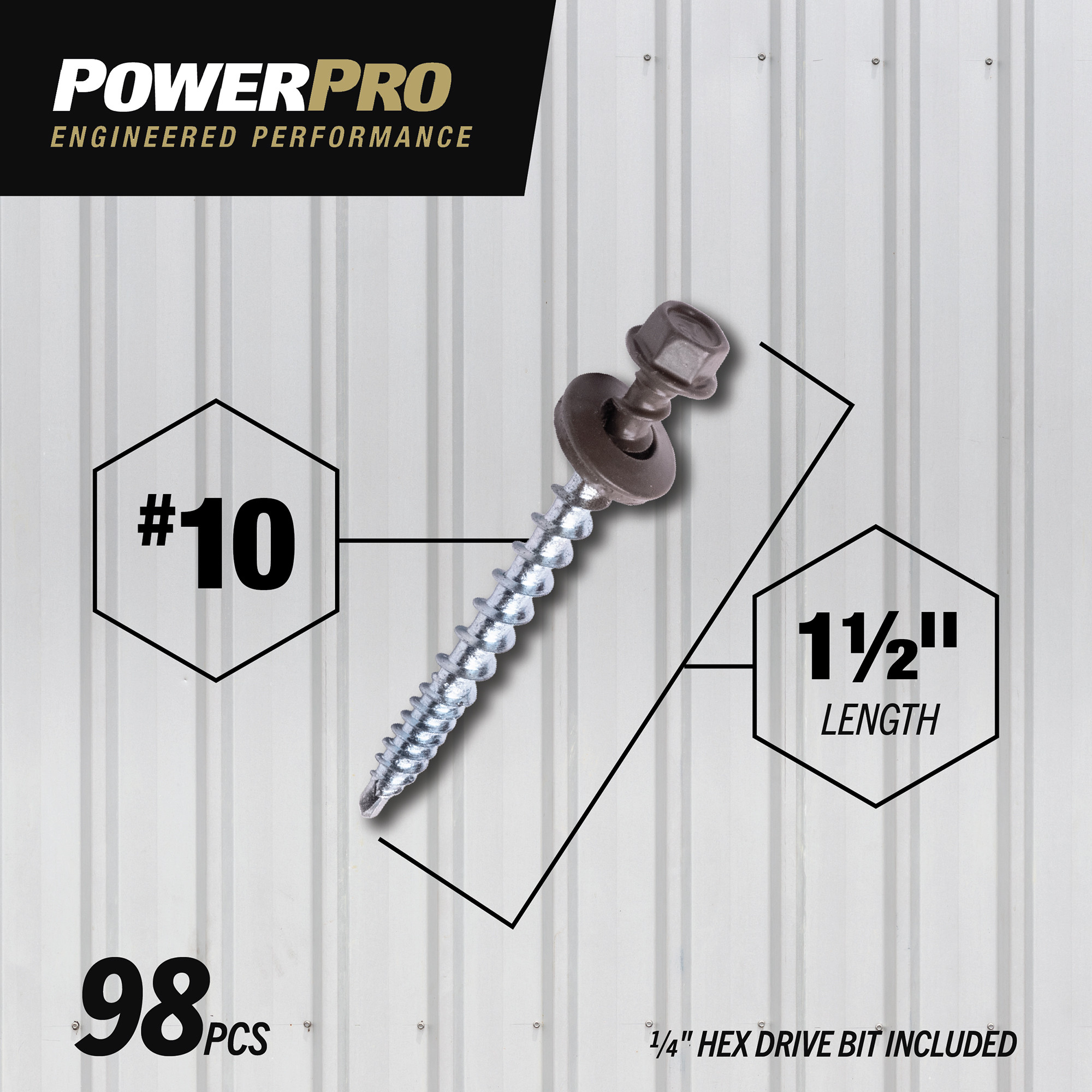 Power Pro Bronze Metal Self Drilling Roofing Screws (#10 x 1-1/2 in.) - 98 pc