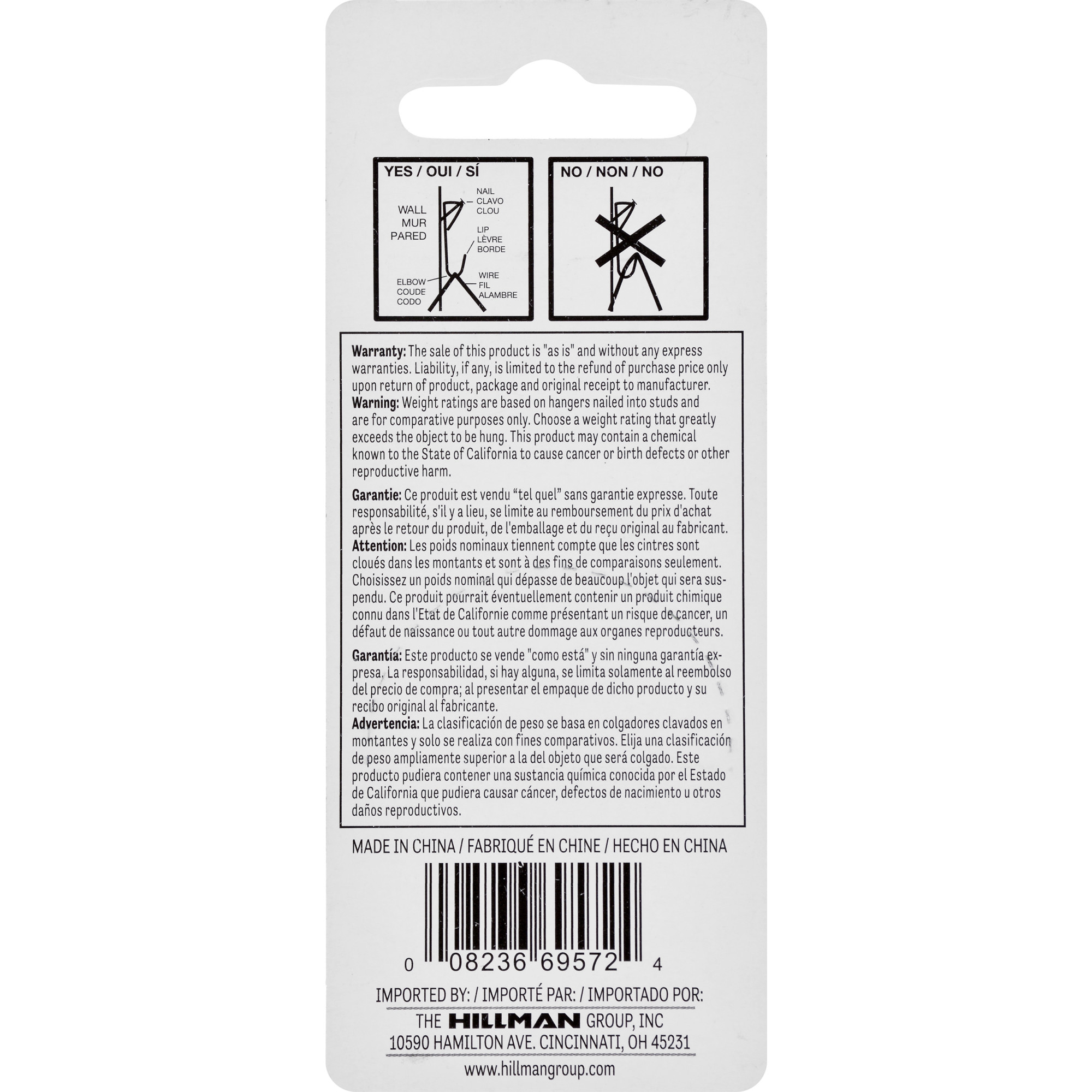 Hillman Conventional Picture Hangers White 50lb 3 Pack