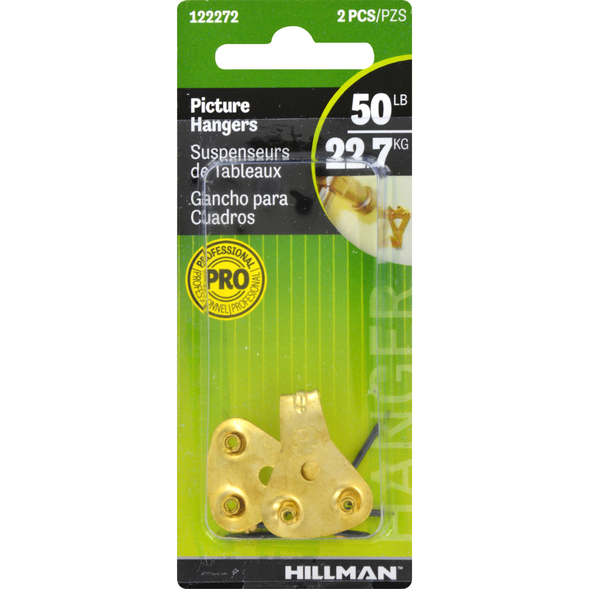 Hillman Professional Picture Hangers Brass 50lb 2 Pack