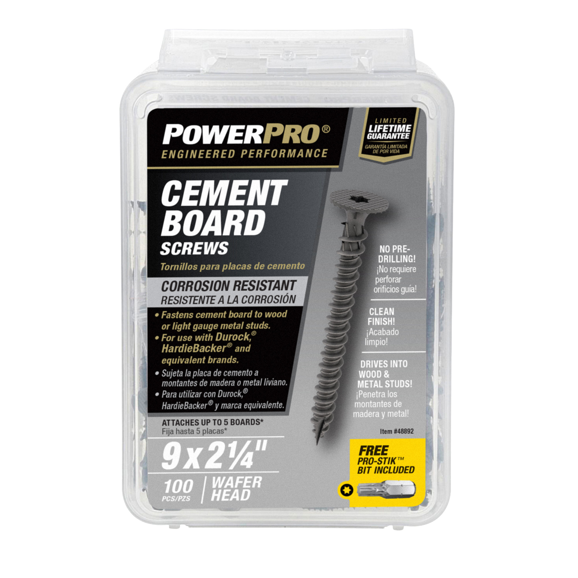 Power Pro Gray Wafer-Head Cement Board Screws (#9 x 1-5/8 in.) - 140 pc