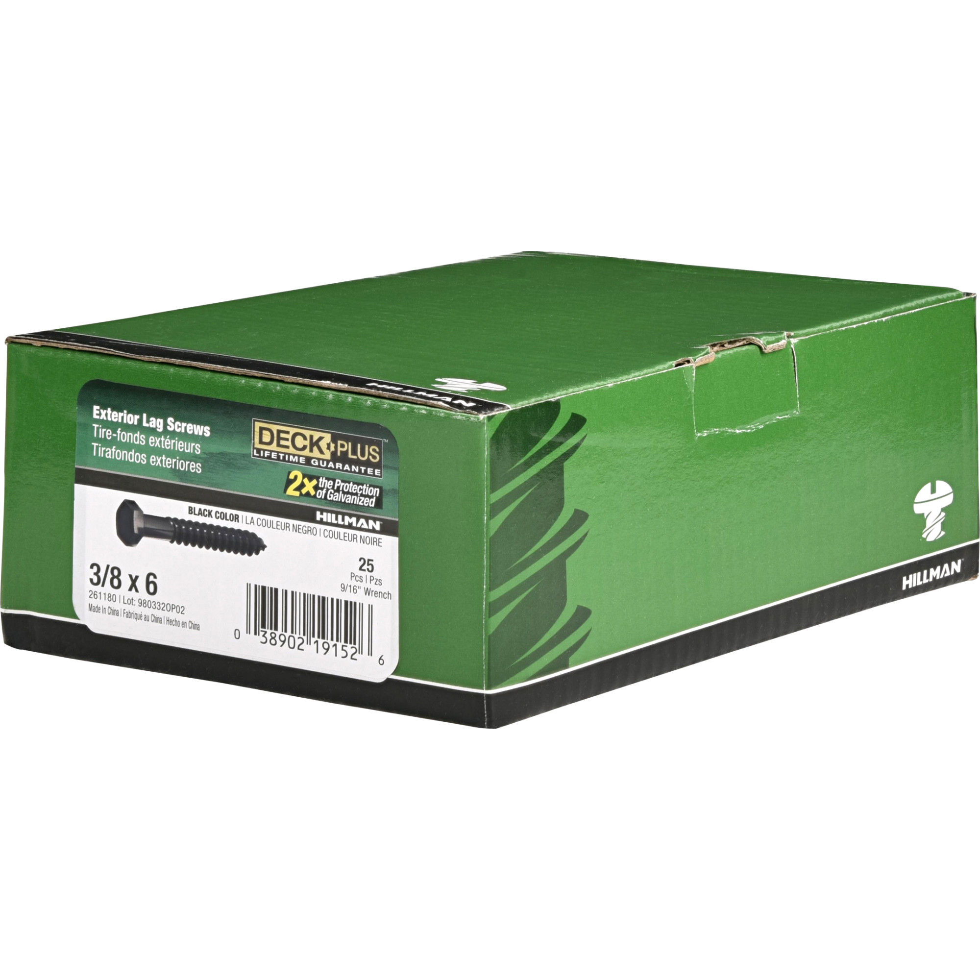 Deck Plus Black Coated Lag Screws 3/8 in. x 6 in.