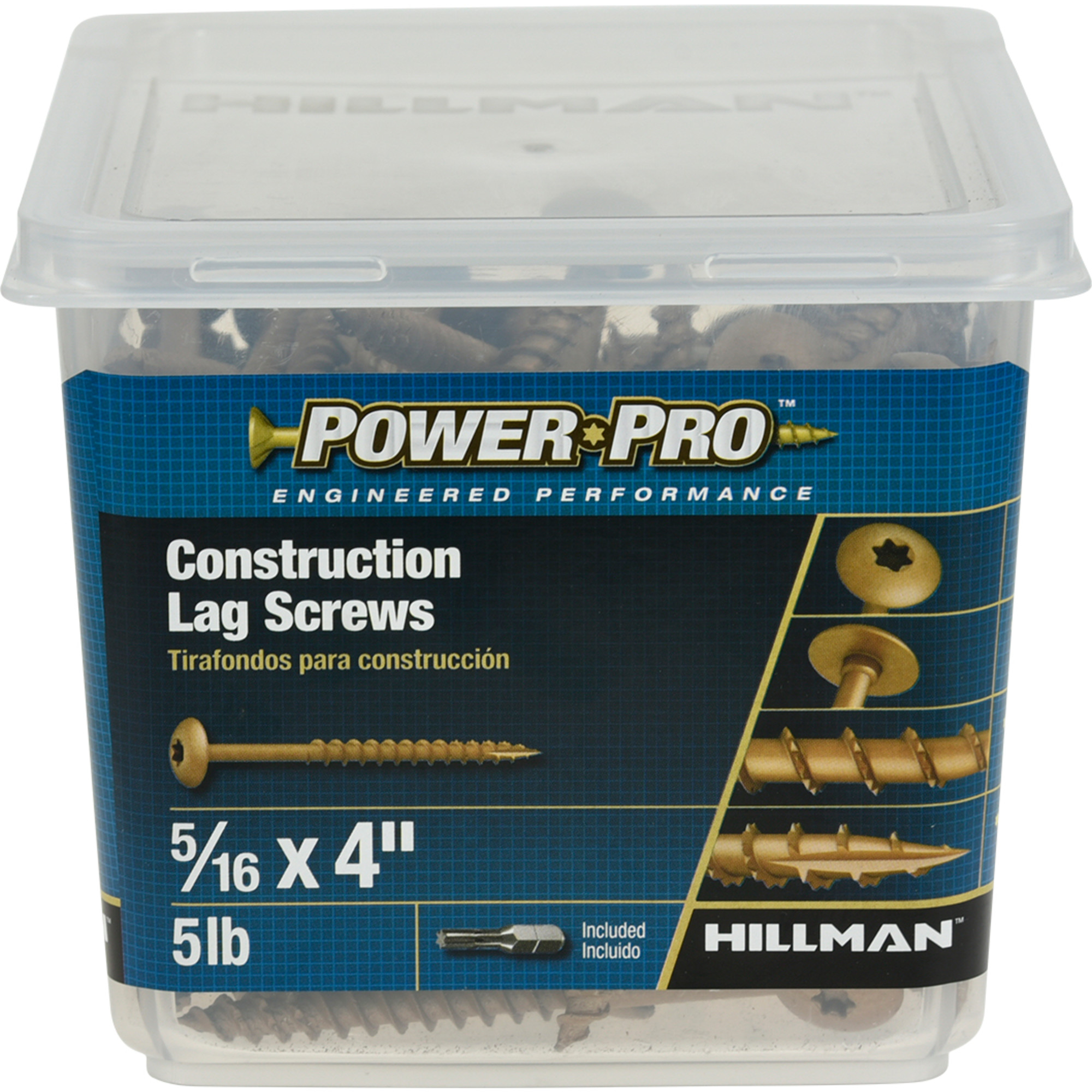 Power Pro Bronze Star Drive Construction Lag Screws (5/16 in.x 4 in.) - 100 pc