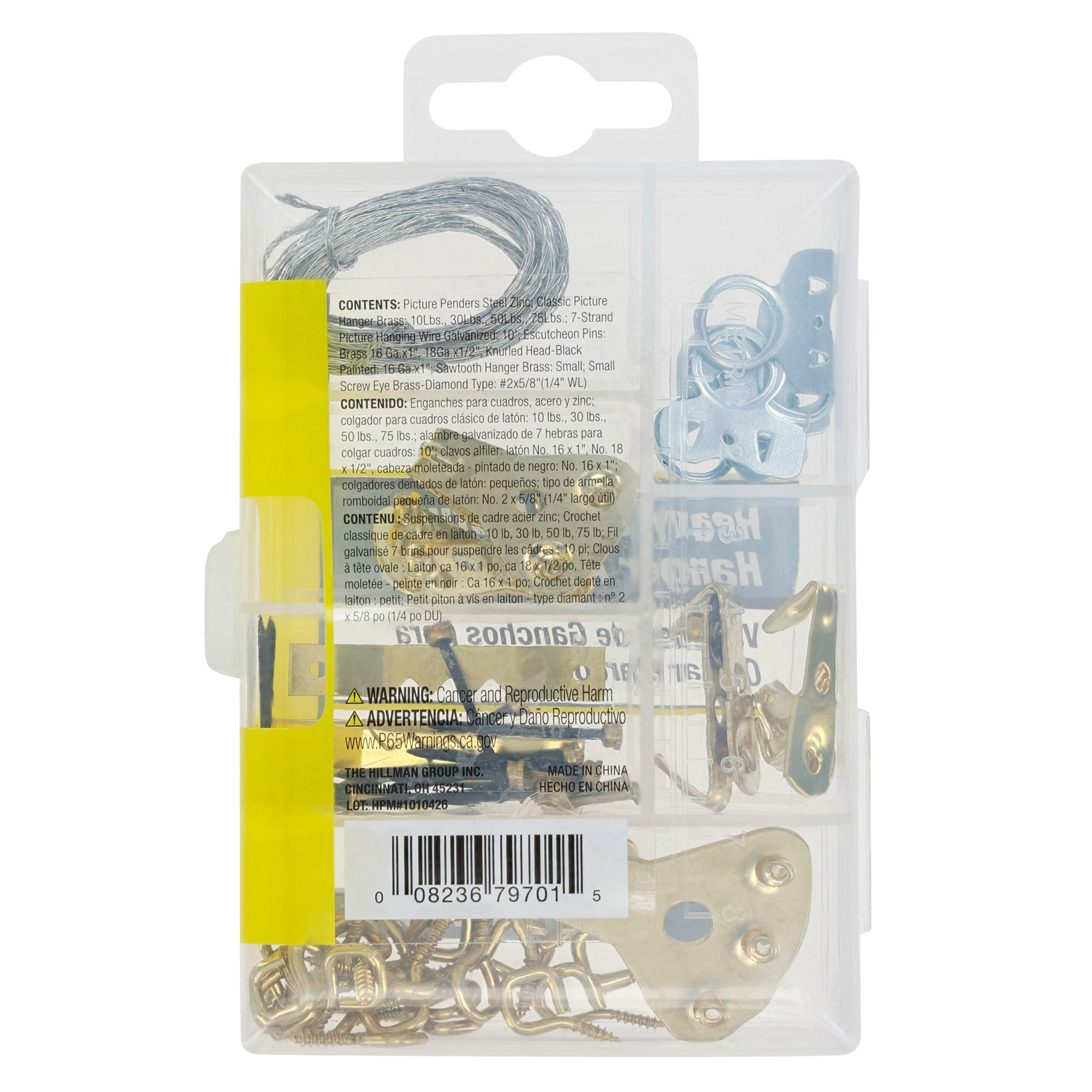 Hillman Heavy Duty Picture Hanger Assortment Small Kit (10-75lb) 60 Piece