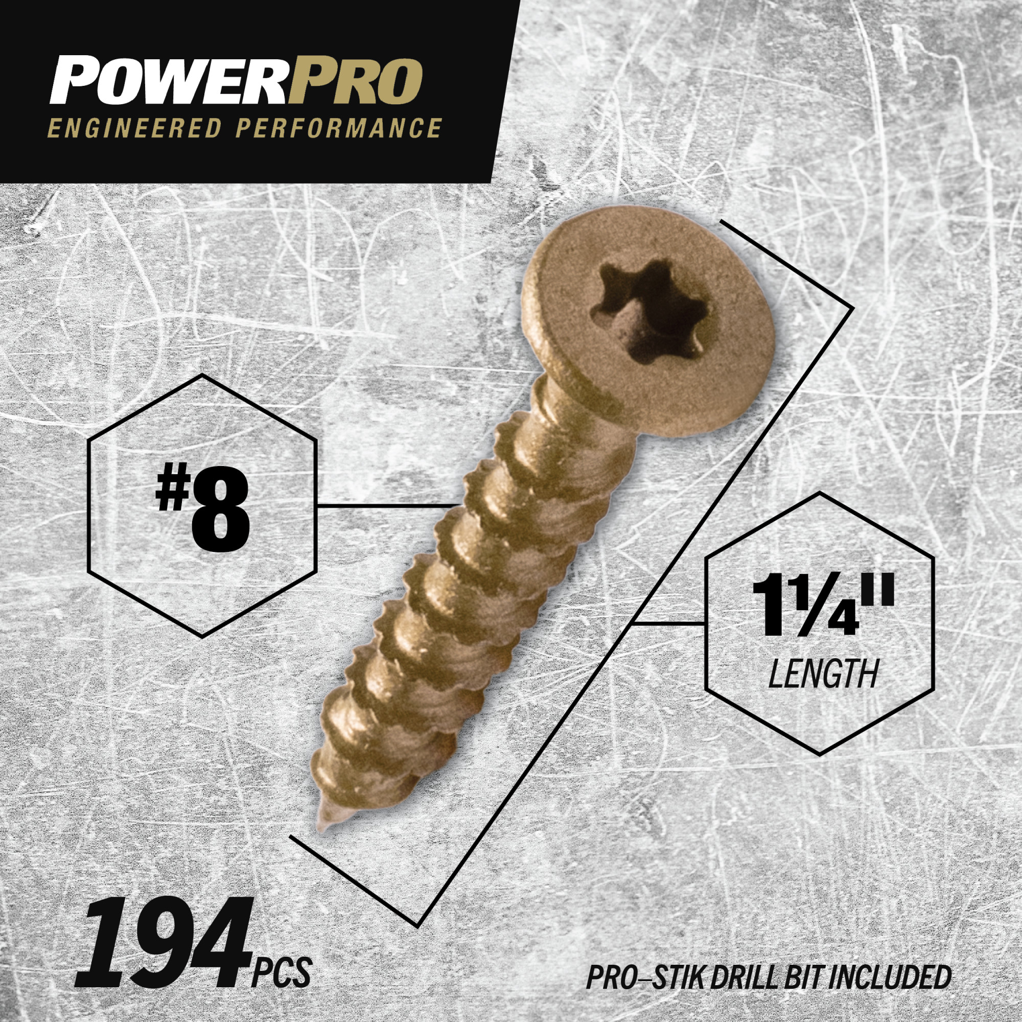 Power Pro ONE Flat Exterior Bronze Multi-Material Screws (#8 x 1-1/4 in.) - 194 pc