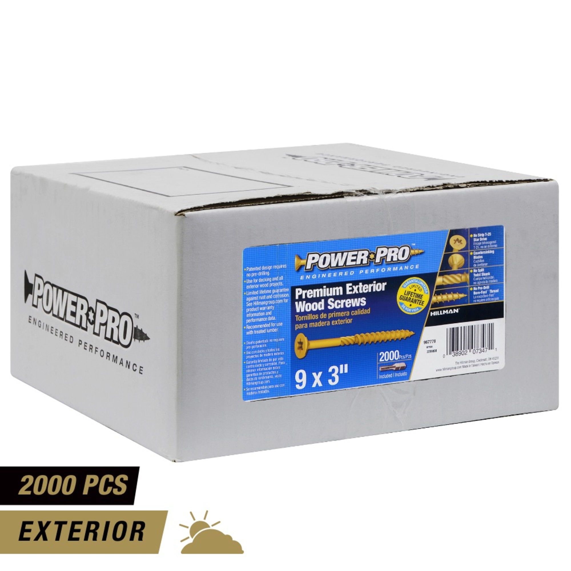 Power Pro Premium Bronze Exterior Wood Screws (#9 x 3 in.) - 2000 pc