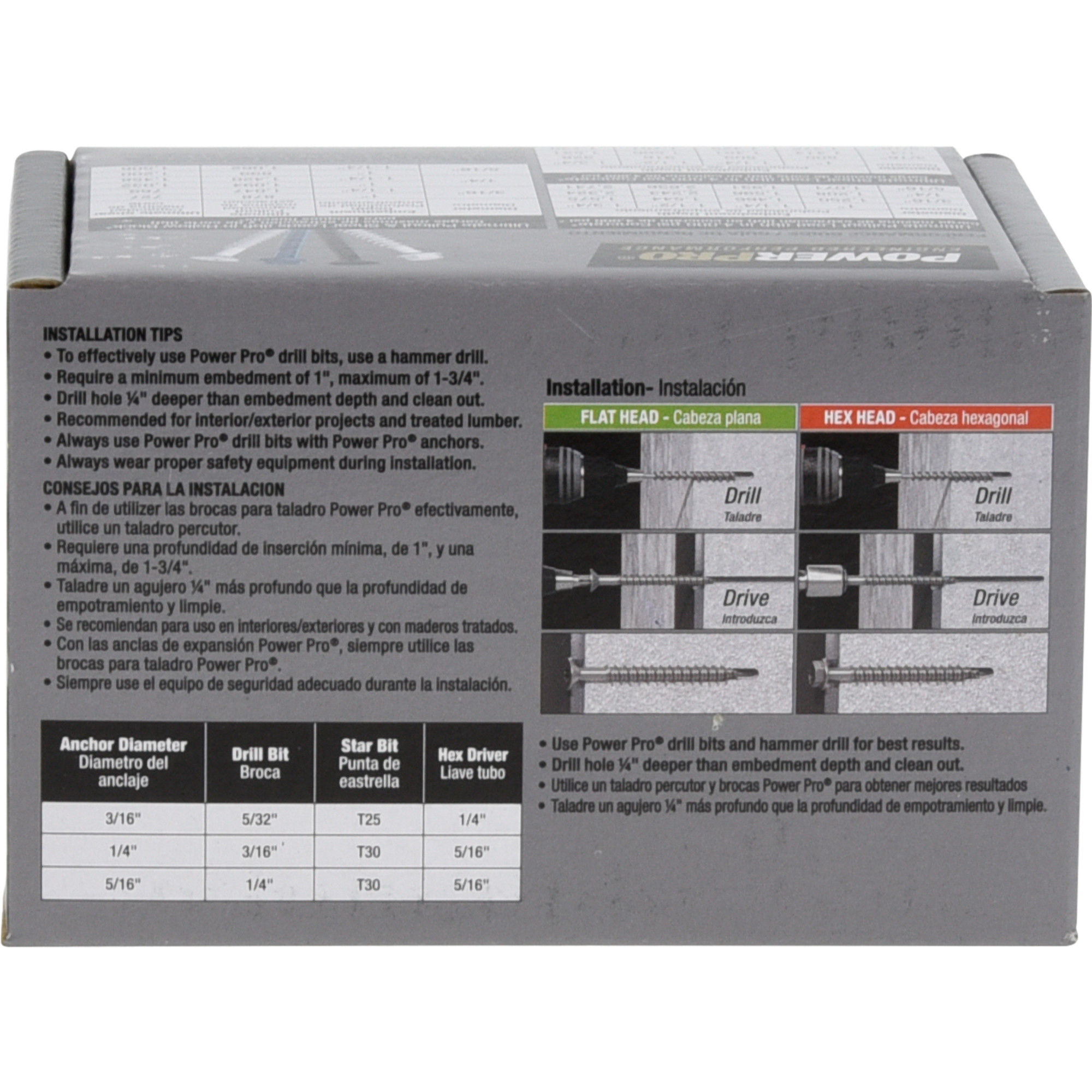 Power Pro Blue Flat-Head Concrete Screw Anchor (5/16 in. x 3-3/4 in.) - 50 pc