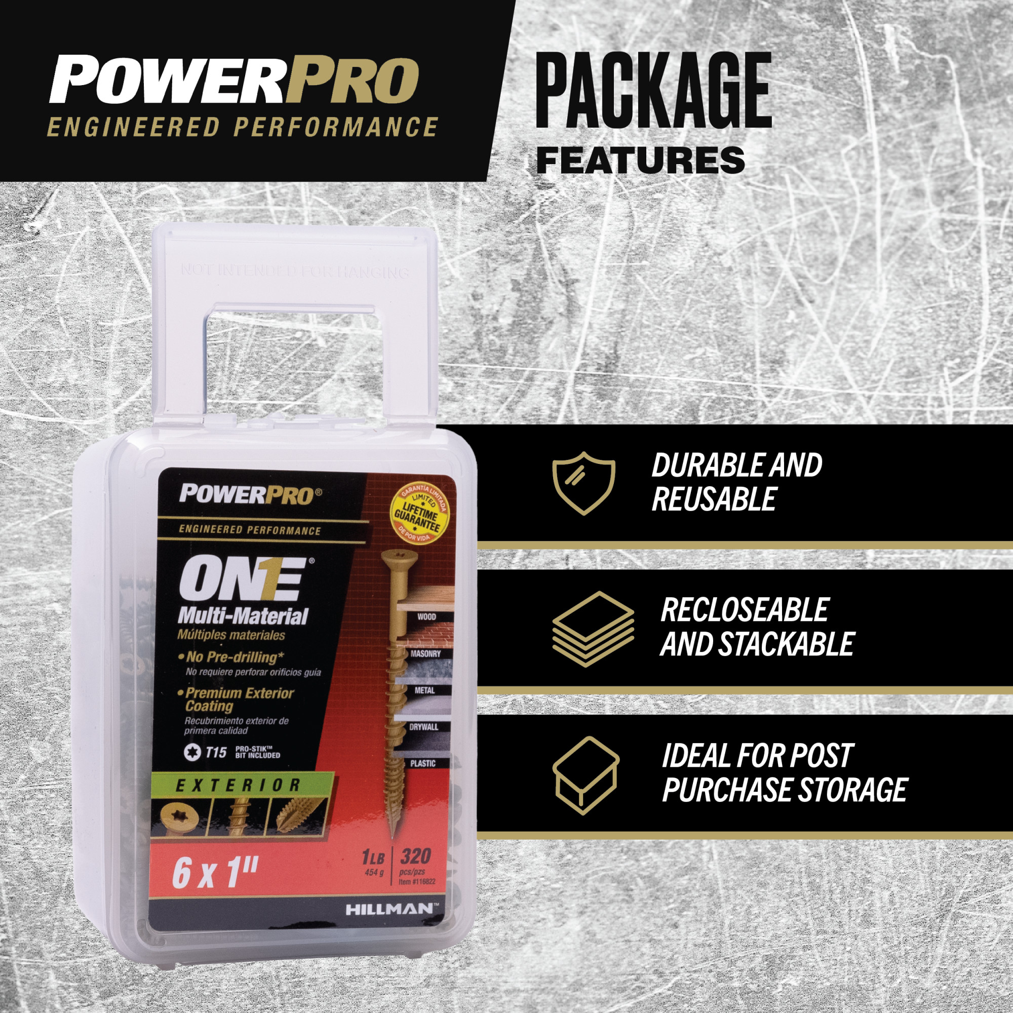 Power Pro ONE Flat Exterior Bronze Multi-Material Screws (#6 x 1 in.) - 76 pc