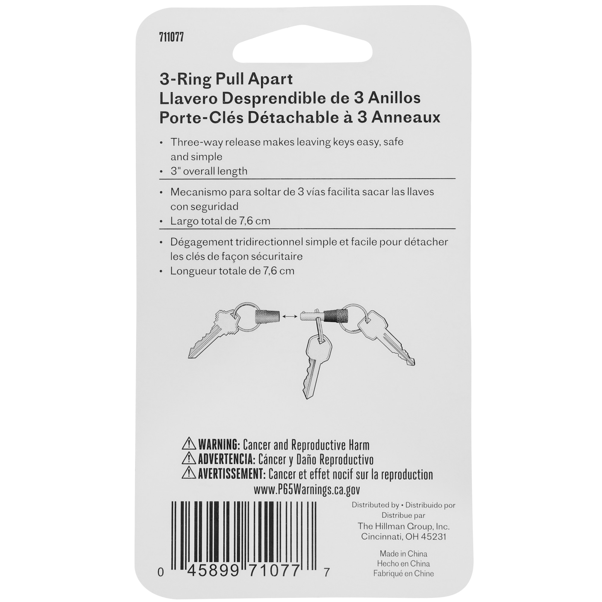 Hillman 3-Ring Pull Apart Key Ring