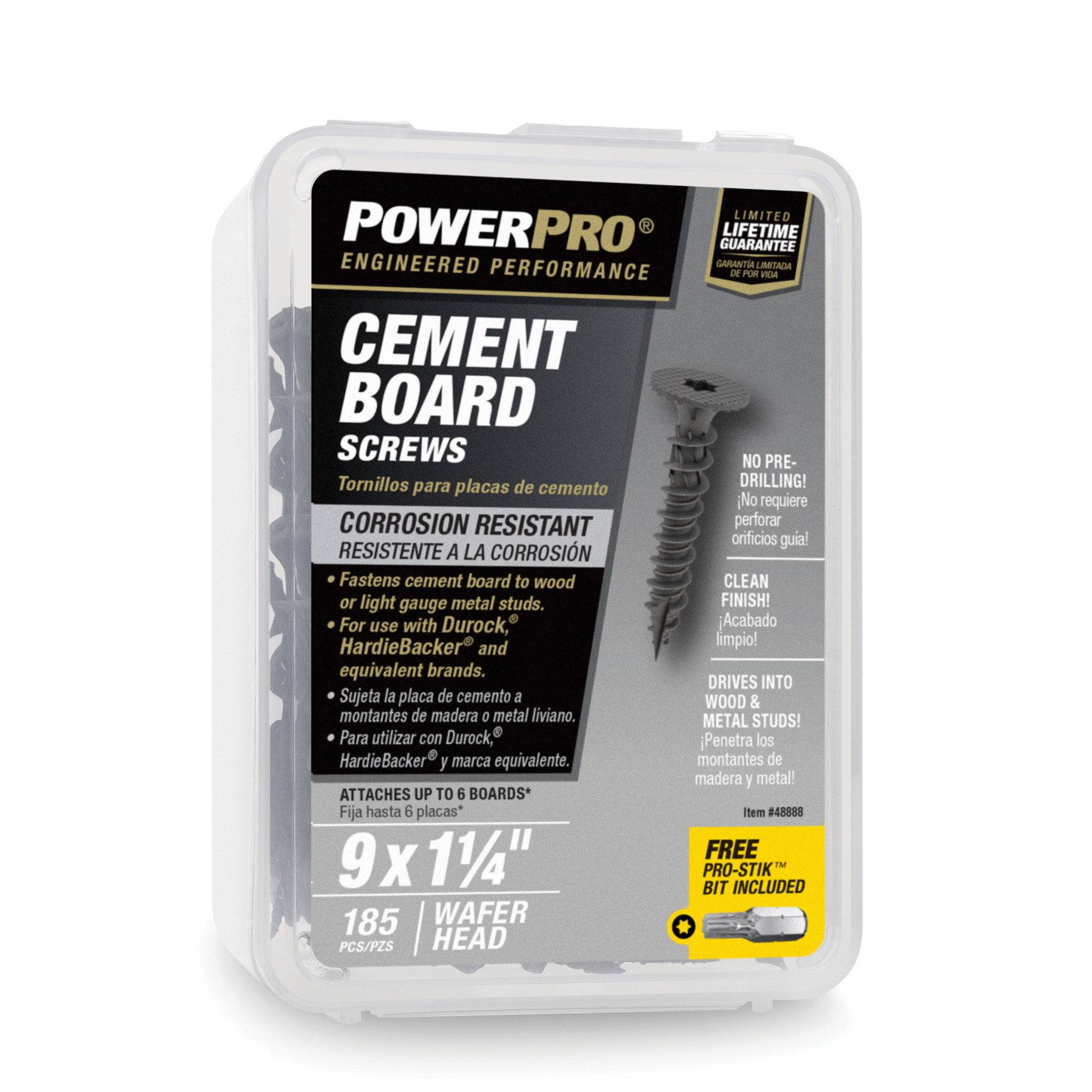 Power Pro Gray Wafer-Head Cement Board Screws (#9 x 1-1/4 in.) - 185 pc