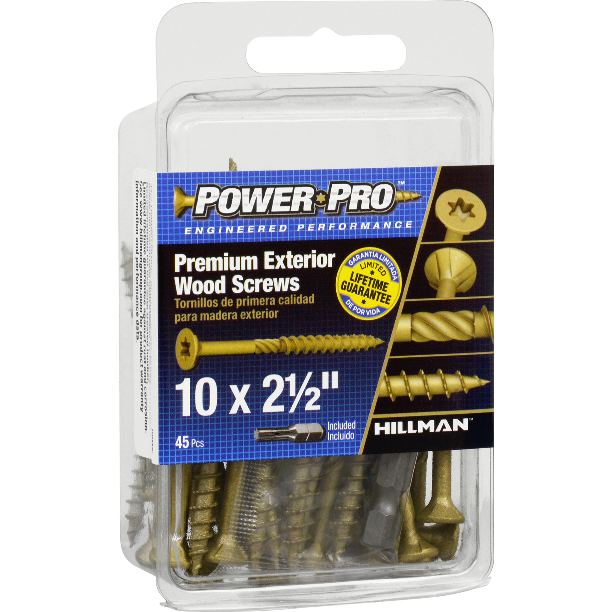Power Pro Premium Bronze Exterior Wood Screws (#10 x 2-1/2 in.) - 45 pc