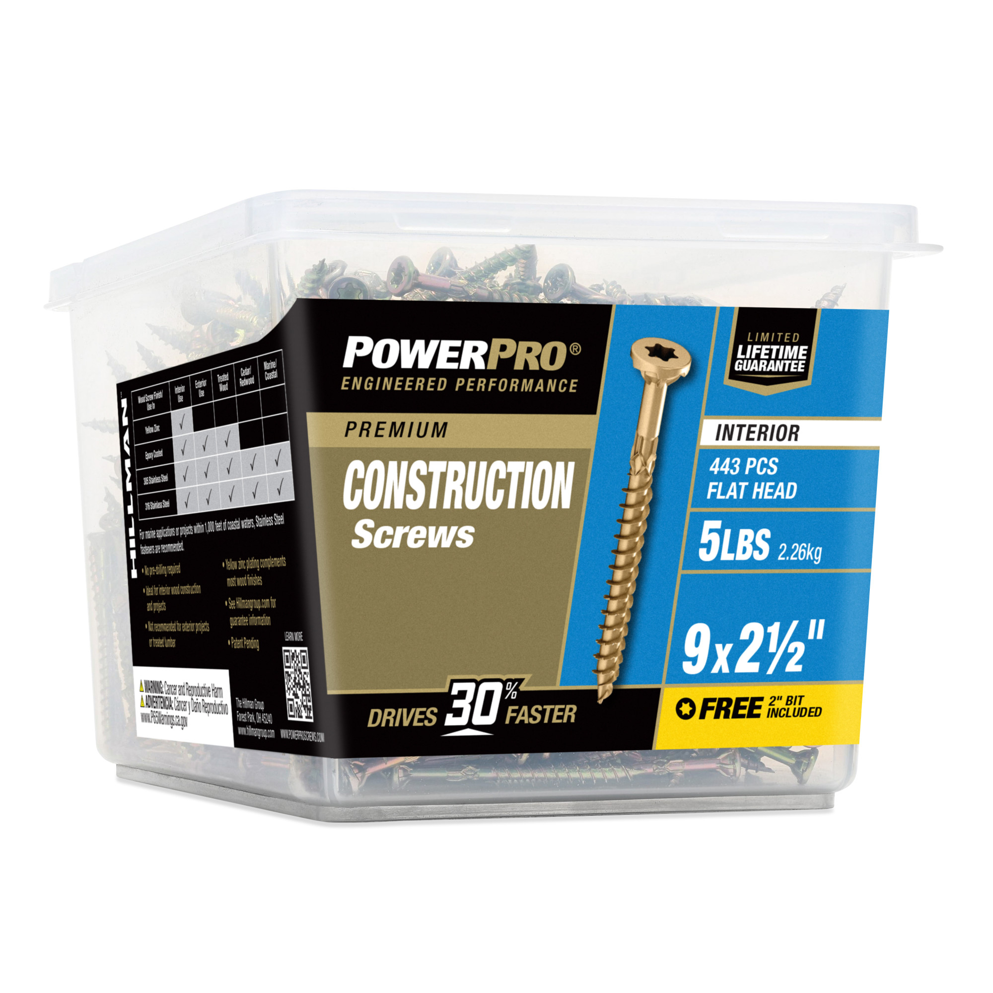 Power Pro Premium Interior Construction Screws (#9 x 2-1/2 in.) - 443 pc