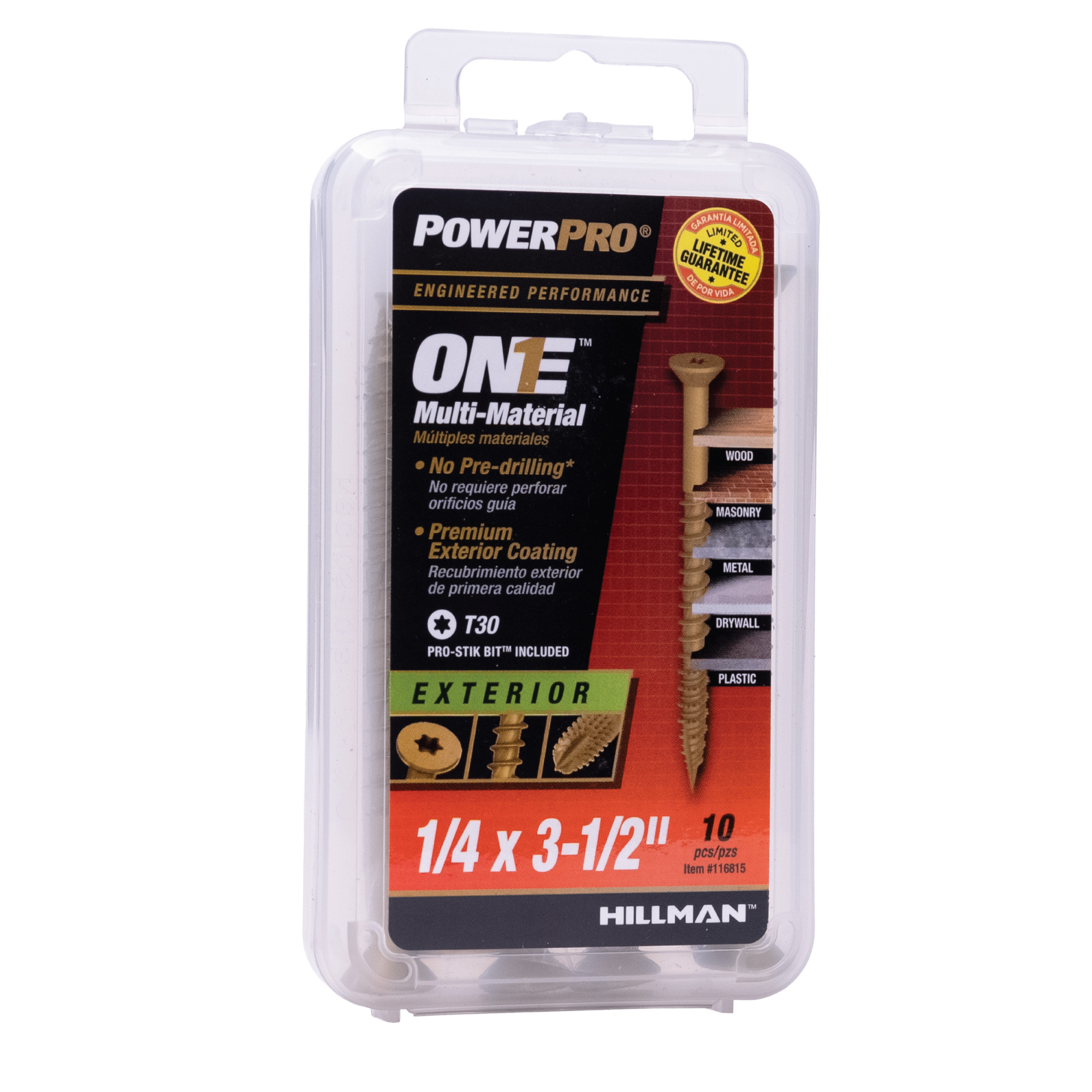 Power Pro ONE Flat Exterior Bronze Multi-Material Screws (1/4 in. x 3-1/2 in.) - 10pc