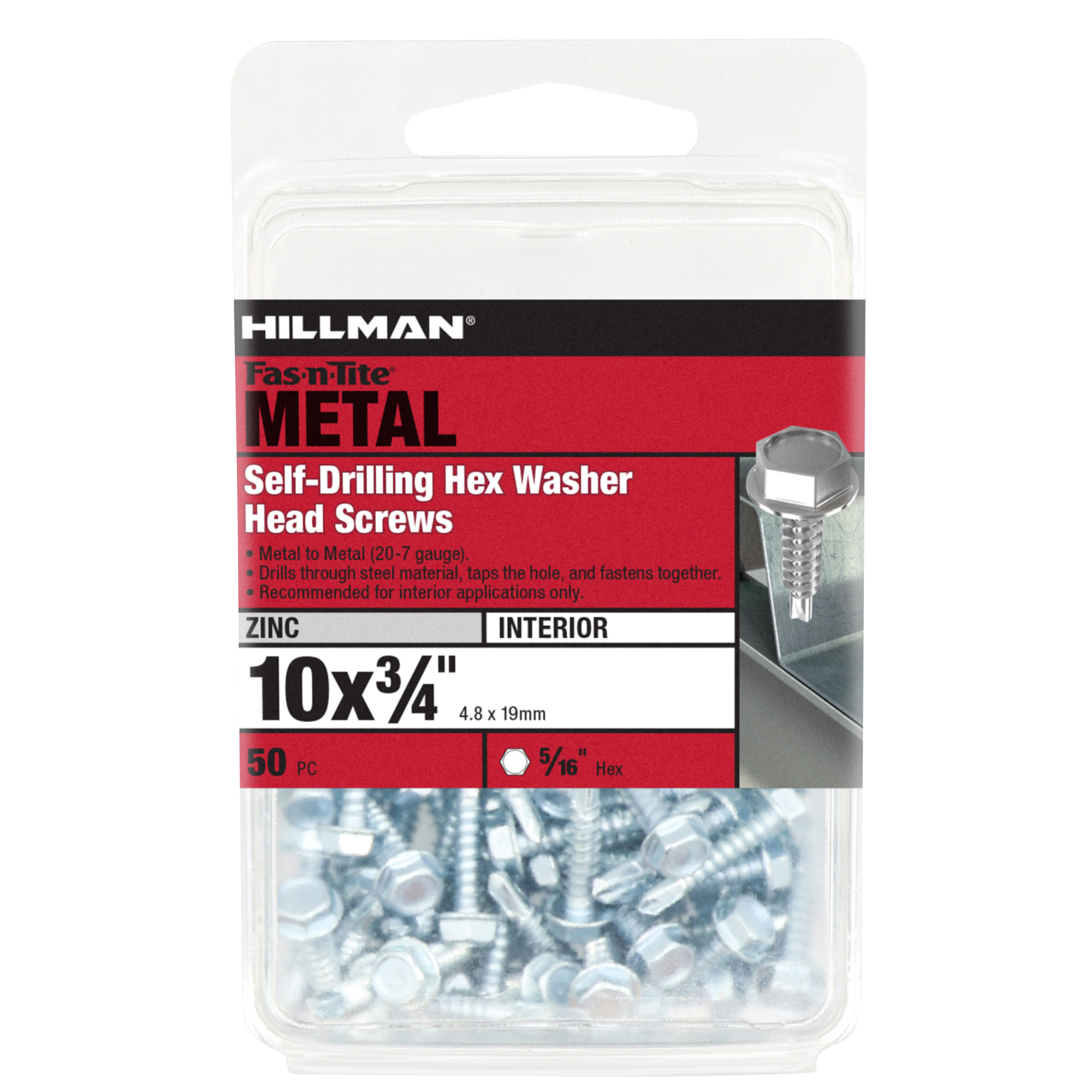 Hillman Zinc Hex Washer Head Self Drilling Screws (#10-16 x 3/4 in.)