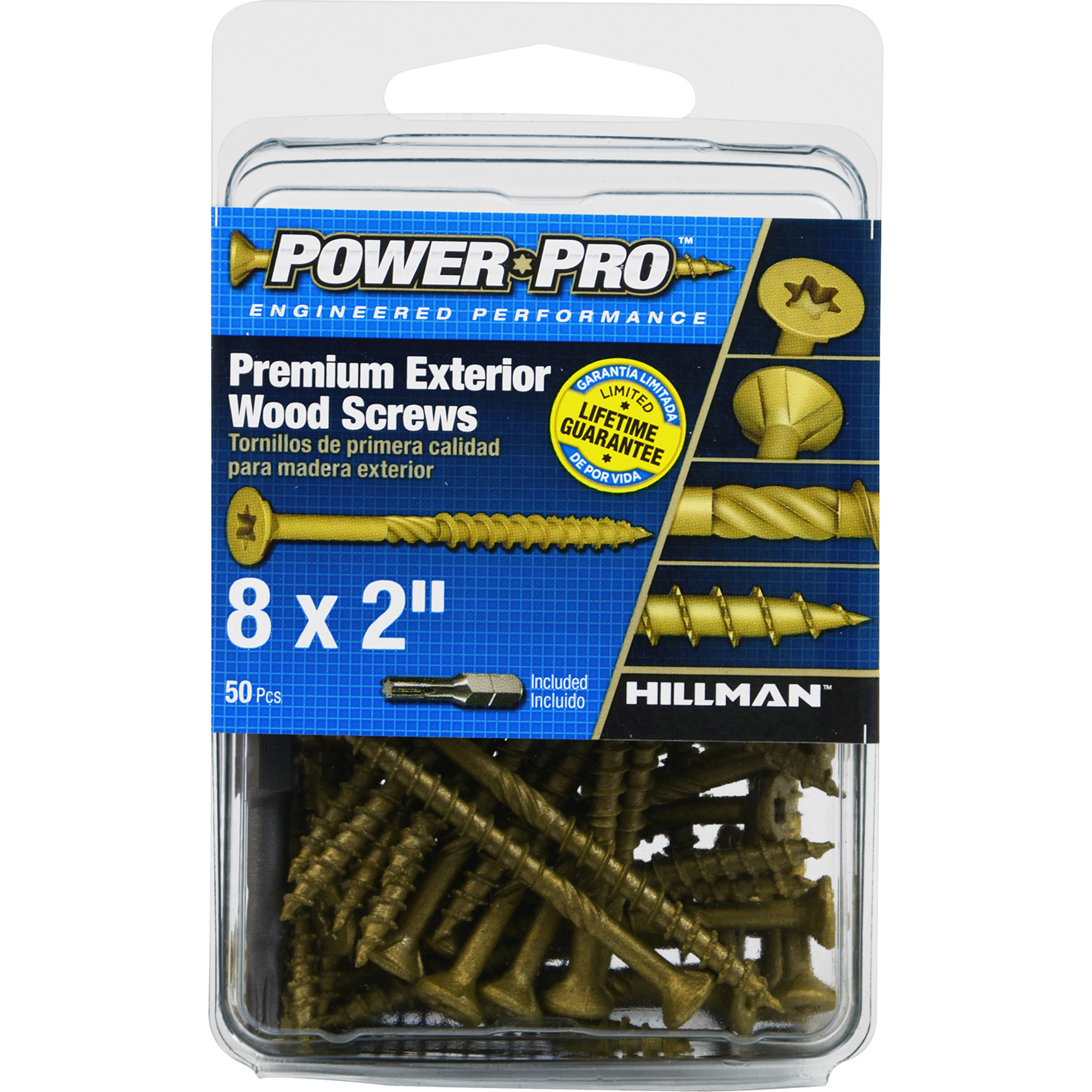 Power Pro Premium Bronze Exterior Wood Screws (#8 x 2 in.) - 50 pc